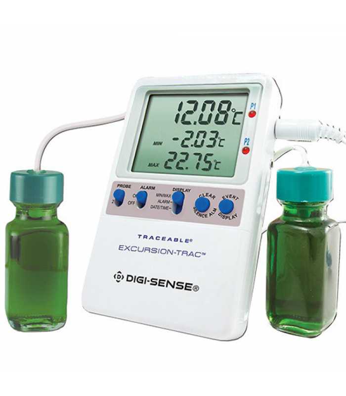 Digi-Sense 94460-09 [WD-94460-09] Excursion-Trac Datalogging Thermometer with NIST-Traceable Calibration, 2 Bottle Probes