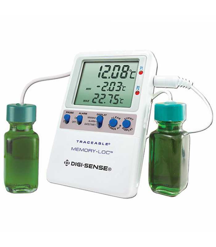 Digi-Sense 94460-39 [WD-94460-39] Memory-Loc Datalogging Thermometer with NIST-Traceable Calibration, 2 Bottle Probes