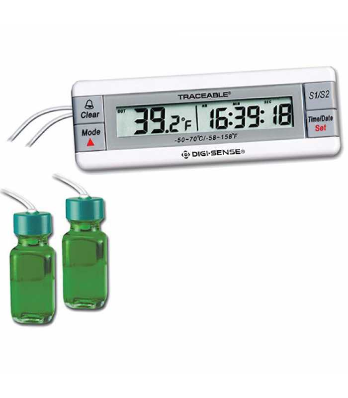 Digi-Sense 94460-62 [WD-94460-62] 2-Channel Digital Thermometer with NIST-Traceable Calibration, 2 Bottle Probes