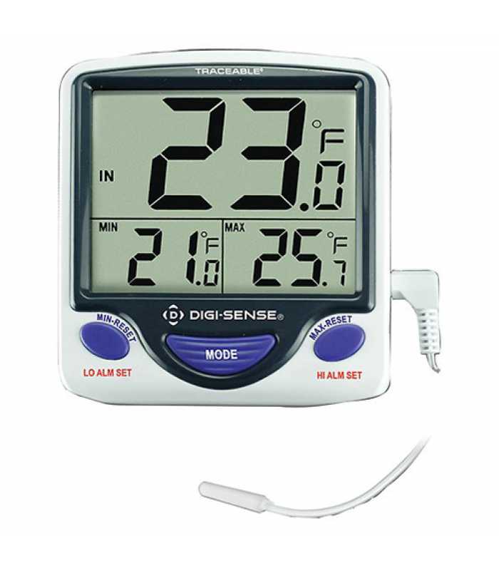 Digi-Sense 94460-81 [WD-94460-81] Jumbo Fridge/Freezer Digital Thermometer with NIST-Traceable Calibration, Wire Probe