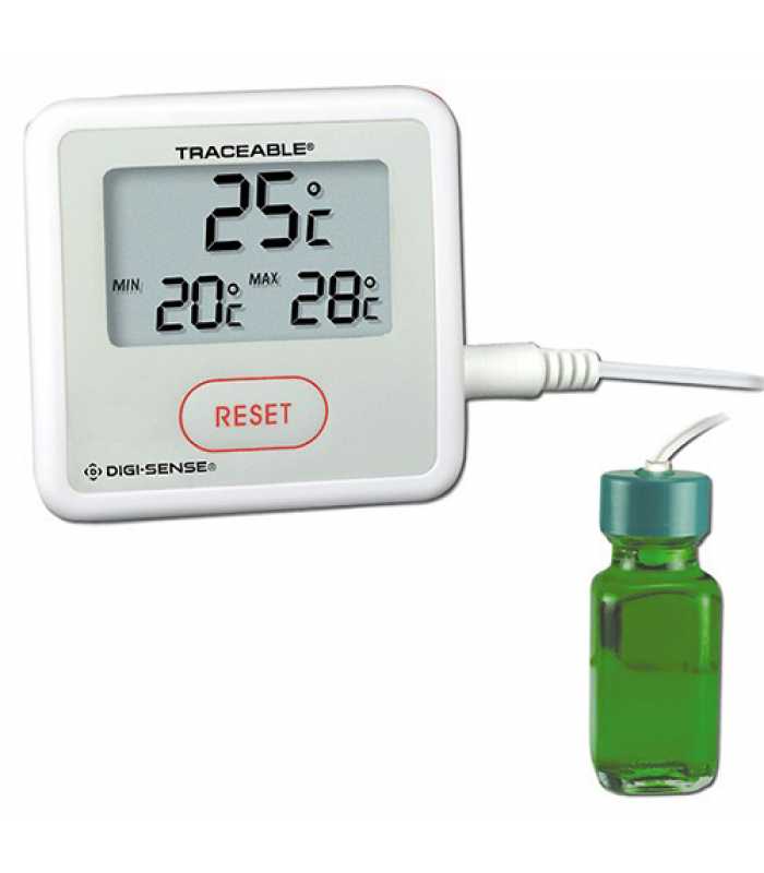 Digi-Sense 94460-87 [WD-94460-87] Sentry Triple-Display Thermometer with NIST-Traceable Calibration, Celsius, Bottle Probe