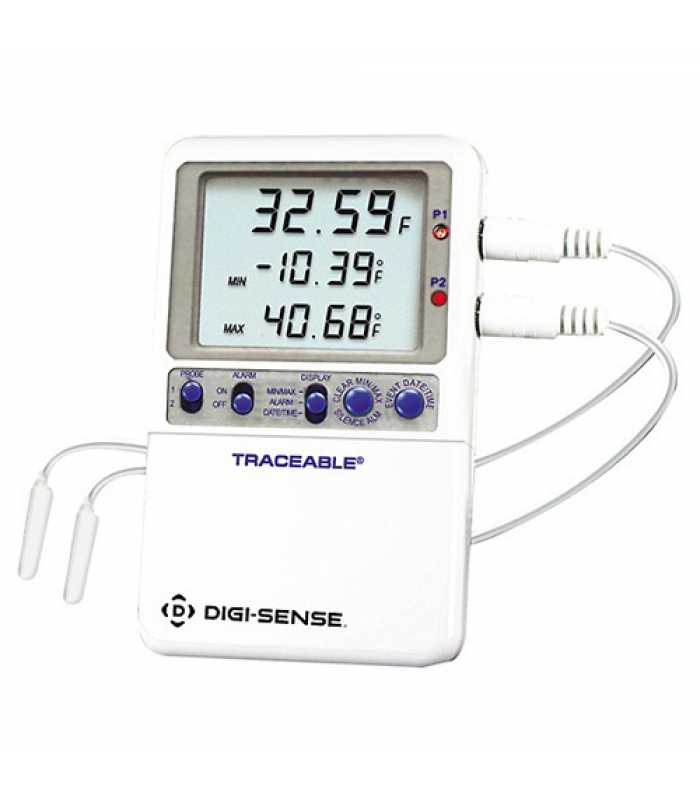 Digi-Sense 94460-91 [WD-94460-91] High-Accuracy Fridge/Freezer Thermometer with NIST-Traceable Calibration, 2 Bullet Probes