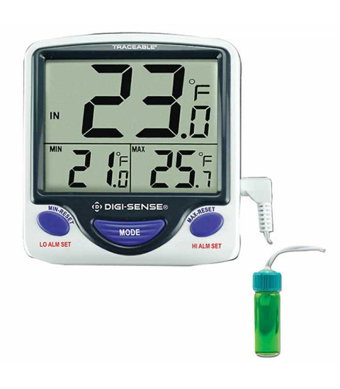 Digi-Sense 94460-83 [WD-94460-83] Jumbo Fridge/Freezer Digital Thermometer with NIST-Traceable Calibration, 5 mL Bottle Probe