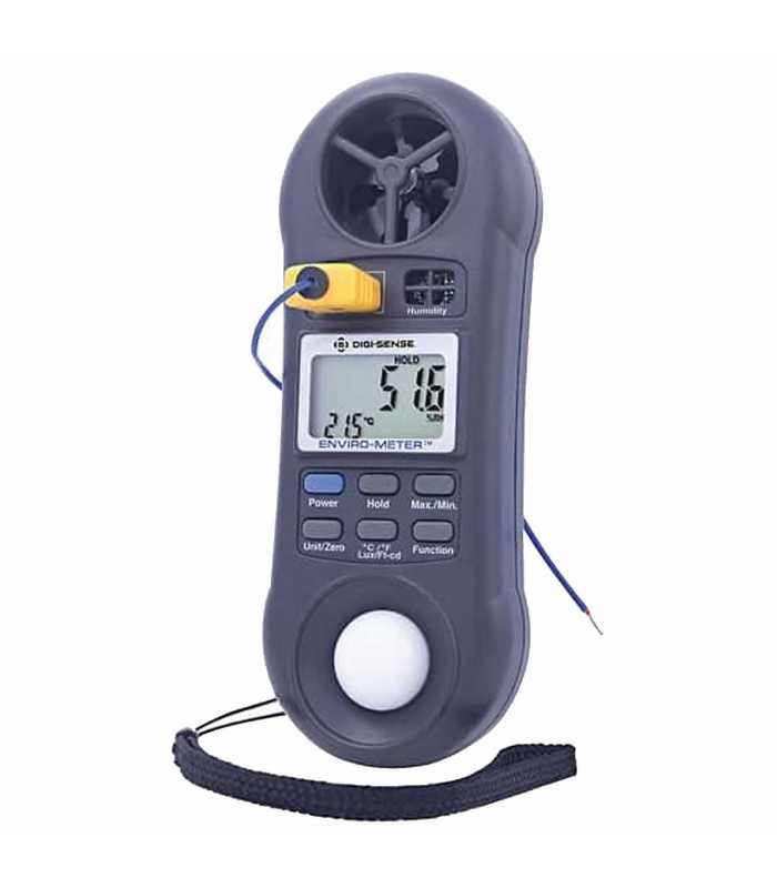 Digi-Sense 98766-87 [WD-98766-87] Environmental Meter for Wind Speed, Humidity, Temperature, and Light