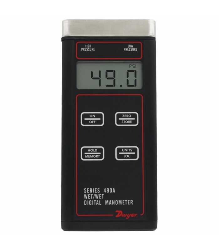 Dwyer 490A [490A-2] Handheld Digital Manometer, 0 to 30 psi (0 to 206.9 kPa)