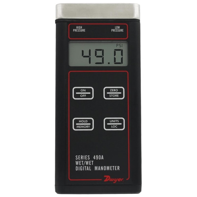 Dwyer 490A [490A-1] Handheld Digital Manometer, 0 to 15 psi (0 to 103.4 kPa)