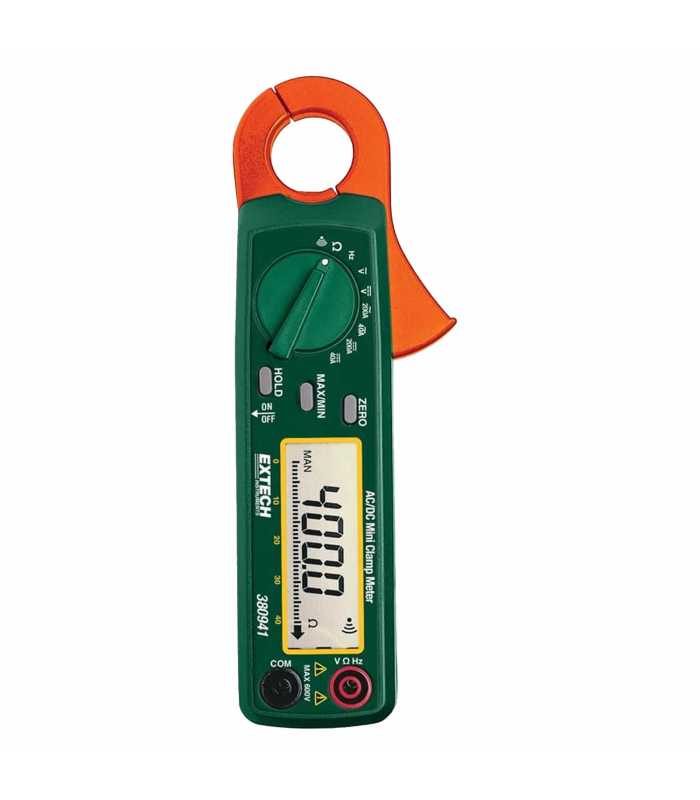 Extech 380941 [380941-NIST] True -RMS AC/DC Mini Clamp Meter, 400VAC/DC, 200AAC/DC, High Resolution with NIST