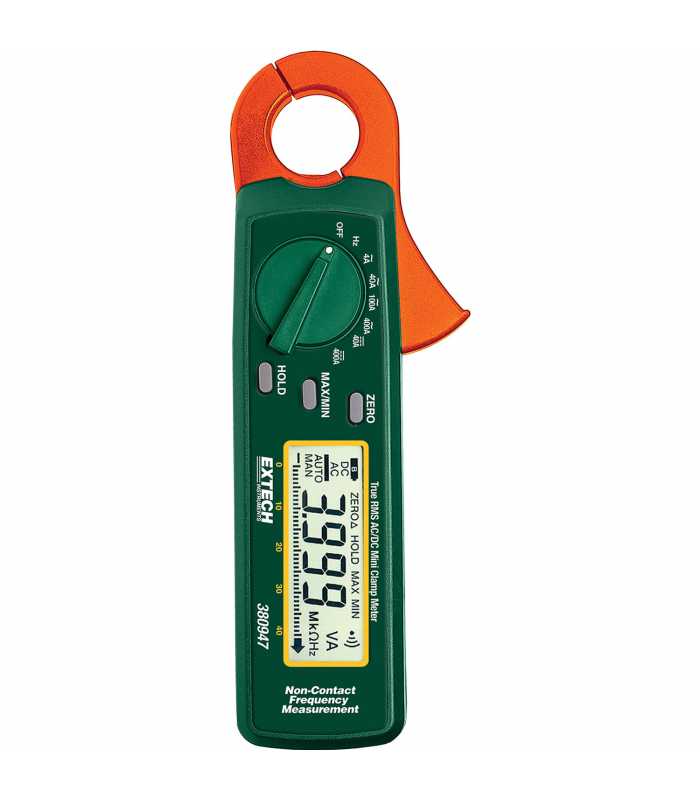 Extech 380947 [380947-NIST] True-RMS AC/DC Mini Clamp Meter, 400VAC/DC, 400AAC/DC with NIST Calibration