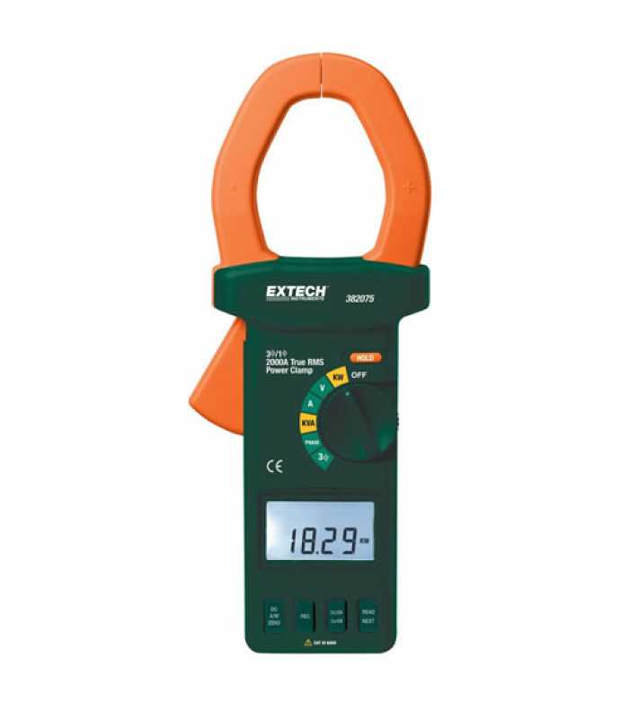 Extech 382075-NIST AC/DC 3-Phase Clamp Power Analyzer with NIST Calibration