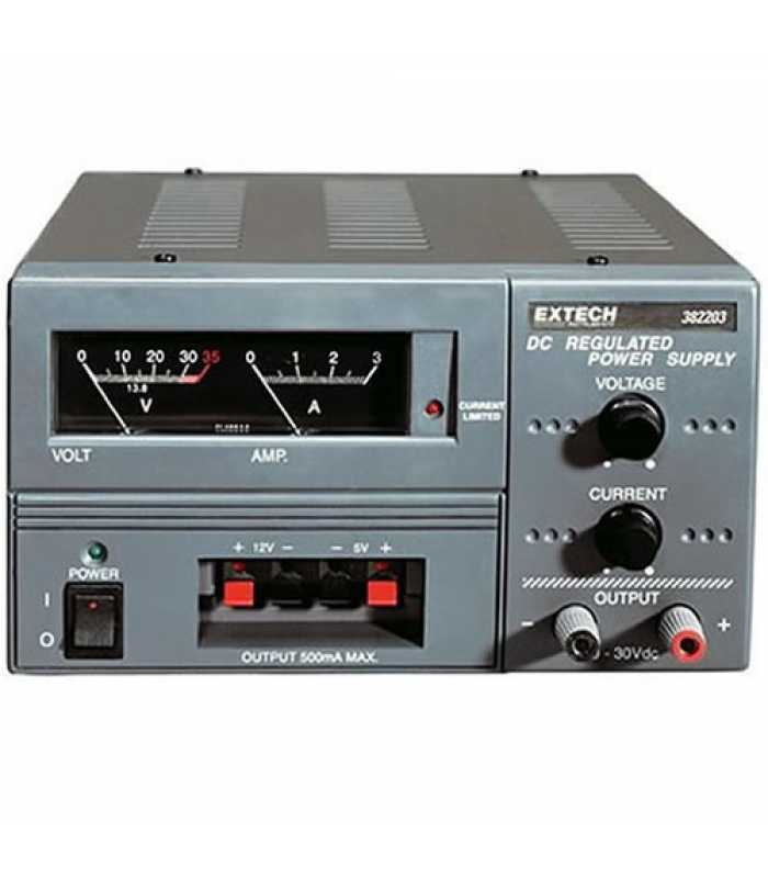 Extech 382203 Analog Triple Output DC Power Supply, 30V/3A*DISCONTINUED*
