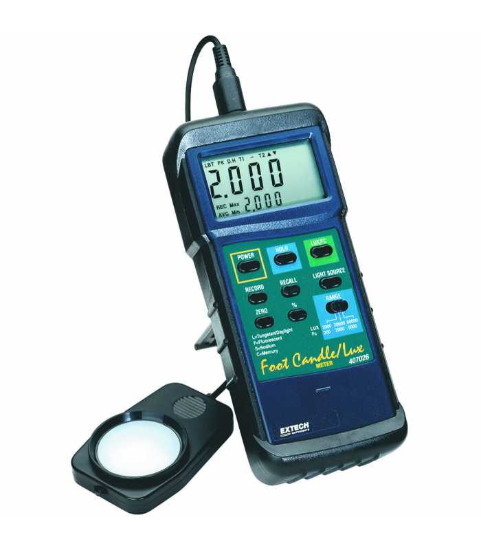 Extech 407026 [407026-NIST] Heavy Duty Light Meter, 5000 Fc/50,000 Lux with NIST Calibration