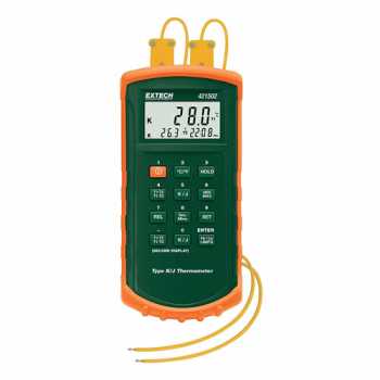 Image of Extech 421502 Dual Input Thermometer with Alarm