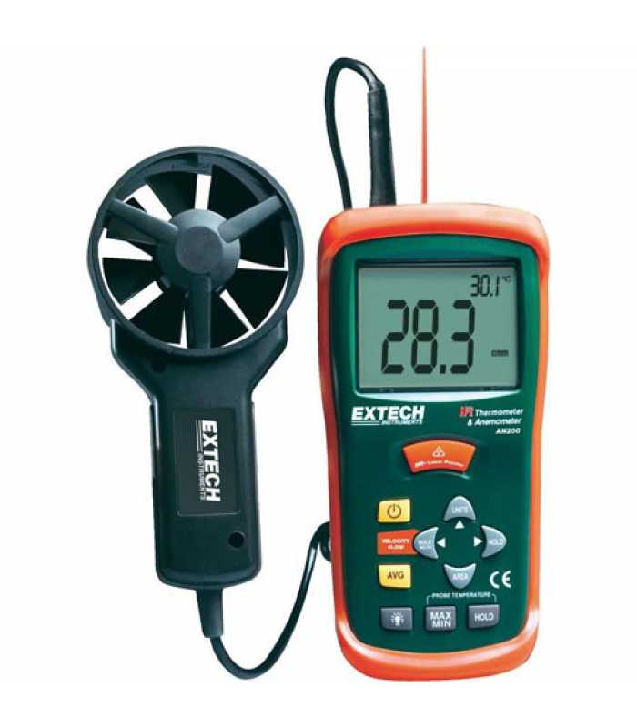 Extech AN200 [AN200-NIST] CFM/CMM Thermo-Anemometer & Infrared Thermometer with NIST Calibration