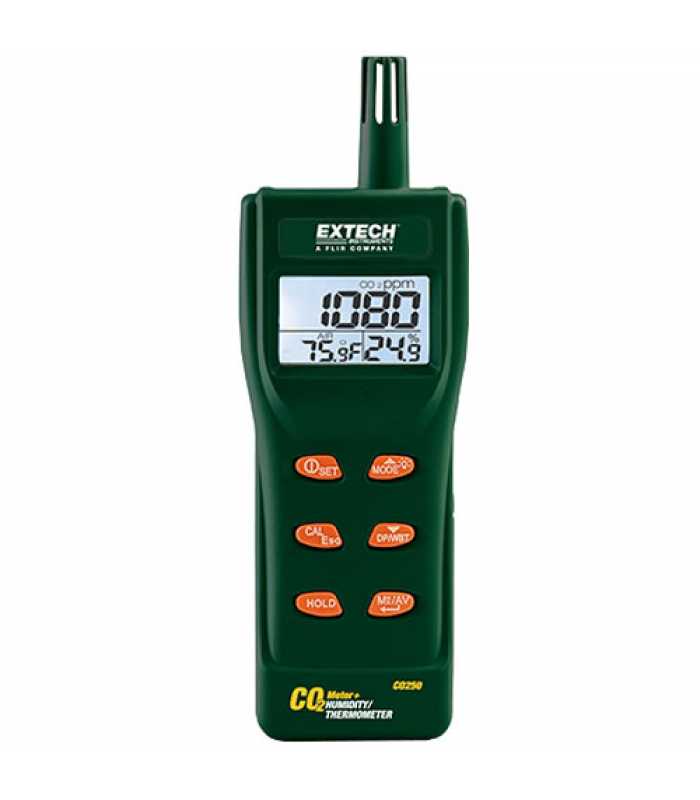 Extech CO250 Portable Indoor Air Quality Meter Measures: CO2/Temp/Humidity/Dew Point/Wet Bulb
