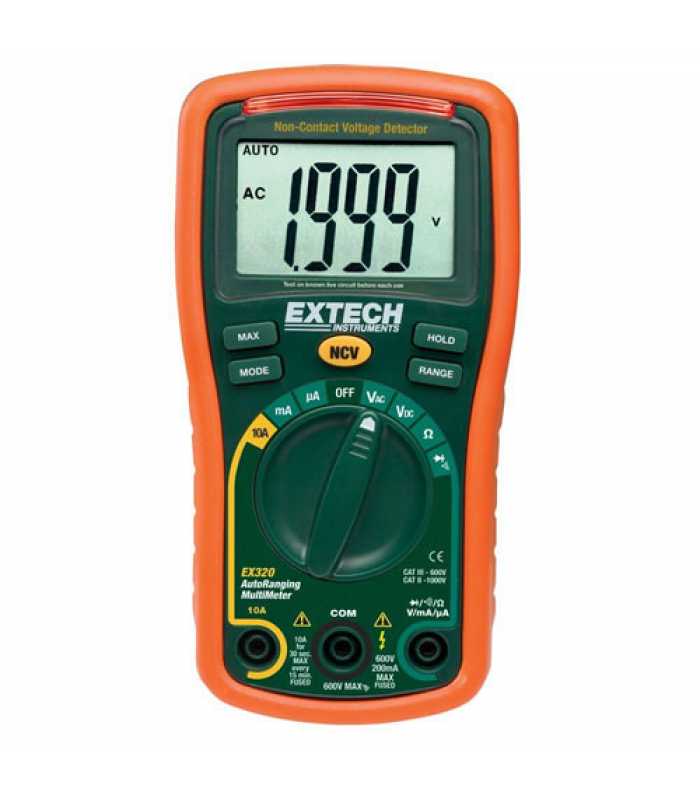 Extech EX320 [EX330-NIST] Autoranging Multimeter and Voltage Detector with NIST Calibration, 600V/10A*DISCONTINUED*