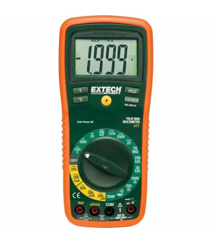 Extech EX411A [EX411A-NIST] 8 Function True RMS Professional MultiMeter with NIST Calibration