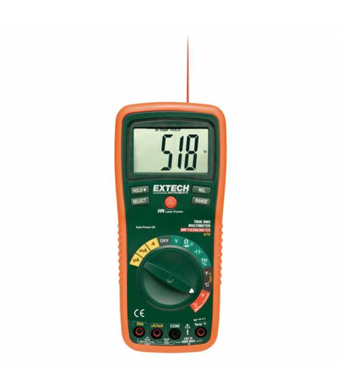 Extech EX470-NISTL 12 Function True RMS Professional MultiMeter + InfraRed Thermometer & Limited NIST Calibration Certificate