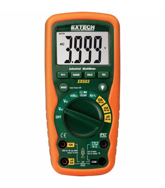 Extech EX503 [EX503-NIST] Heavy Duty Industrial Multimeter, 10A w/NIST Calibration