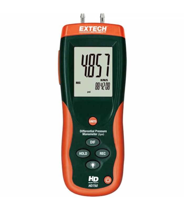 Extech HD750 [HD750-NIST] Differential Pressure Manometer (5psi) with NIST Calibration