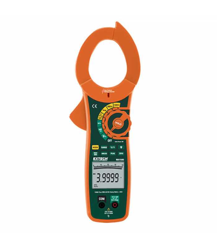 Extech MA1500 [MA1500-NIST] Extech MA1500 True-RMS AC/DC Clamp Meter, 750VAC/1000VDC, 1500AAC/DC, & Non-Contact Voltage Detector & NIST Calibration