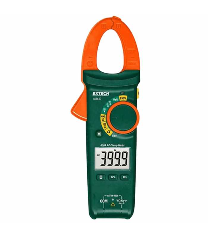 Extech MA440 [MA440-NIST] AC Compact Clamp Meter, 400AAC, 600VAC/DC with Non-Contact Voltage Detector & NIST