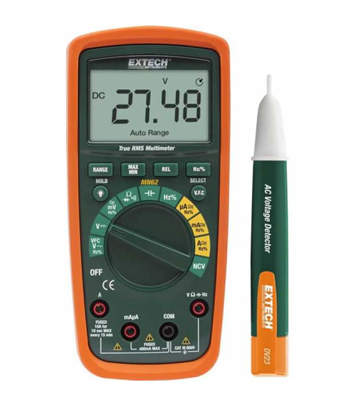 Extech MN62-K True RMS Multimeter with AC Voltage Detector Kit