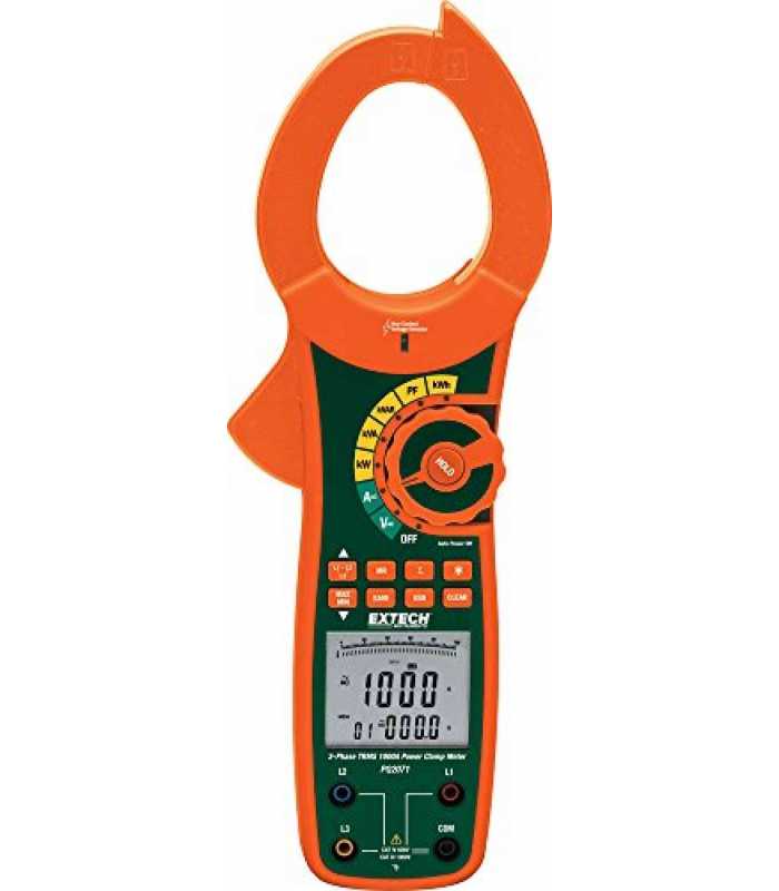 Extech PQ2071 3-Phase 1000A True-RMS AC Power Clamp Meter Built-In Non-Contact Voltage Detector