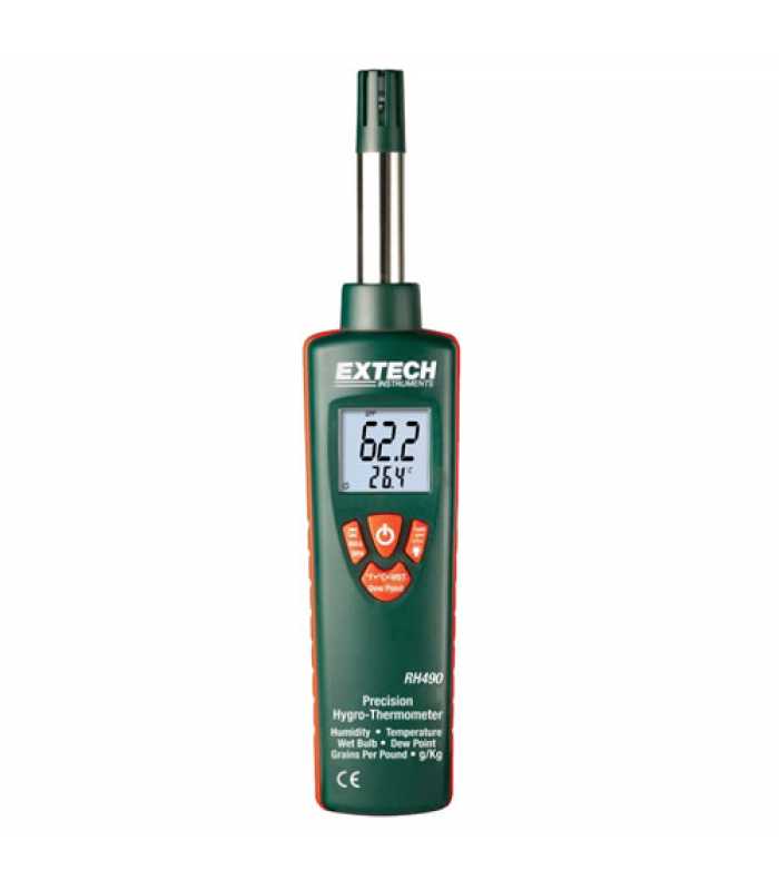 Extech RH490 [RH490-NIST] Hygro-Thermometer with Grains Per Pound Display with NIST Calibration