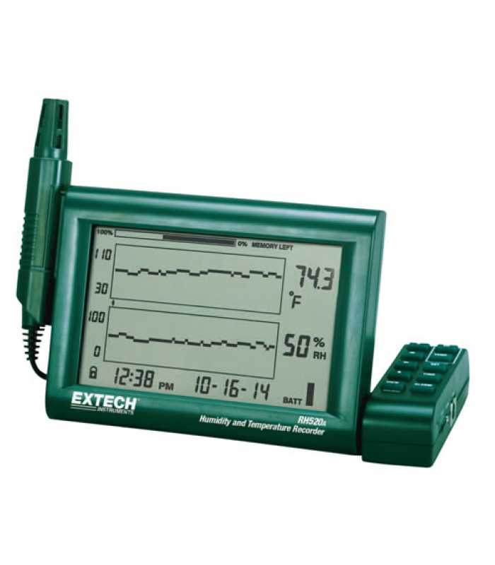 Extech RH520A-240 [RH520A-240-NIST] Humidity + Temperature Chart Recorder with Detachable Probe and NIST Calibration