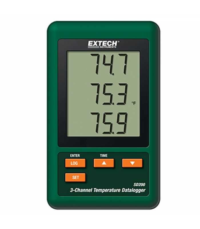 Extech SD200 [SD200-NIST] 3-Channel Temperature Data Logger, -58 to 2372°F (100 to 1300°C) with NIST Calibration
