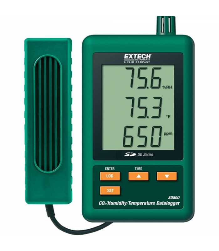 Extech SD800 CO2/Humidity/Temperature DataLogger, -32 to 122°F (0 to 50°C) with SD Card