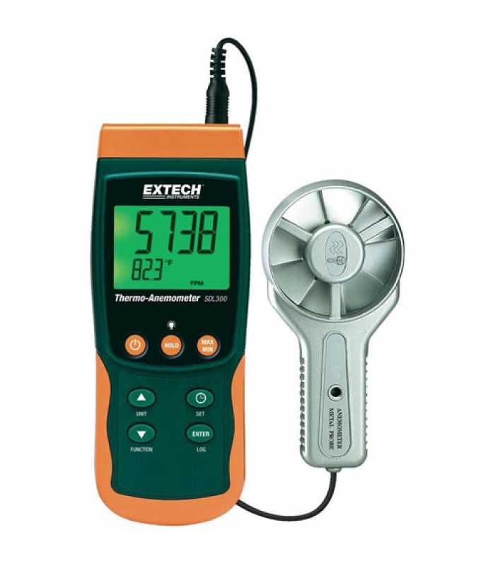 Extech SDL300 [SDL300-NIST] Metal Vane Thermo-Anemometer/Datalogger with NIST Calibration