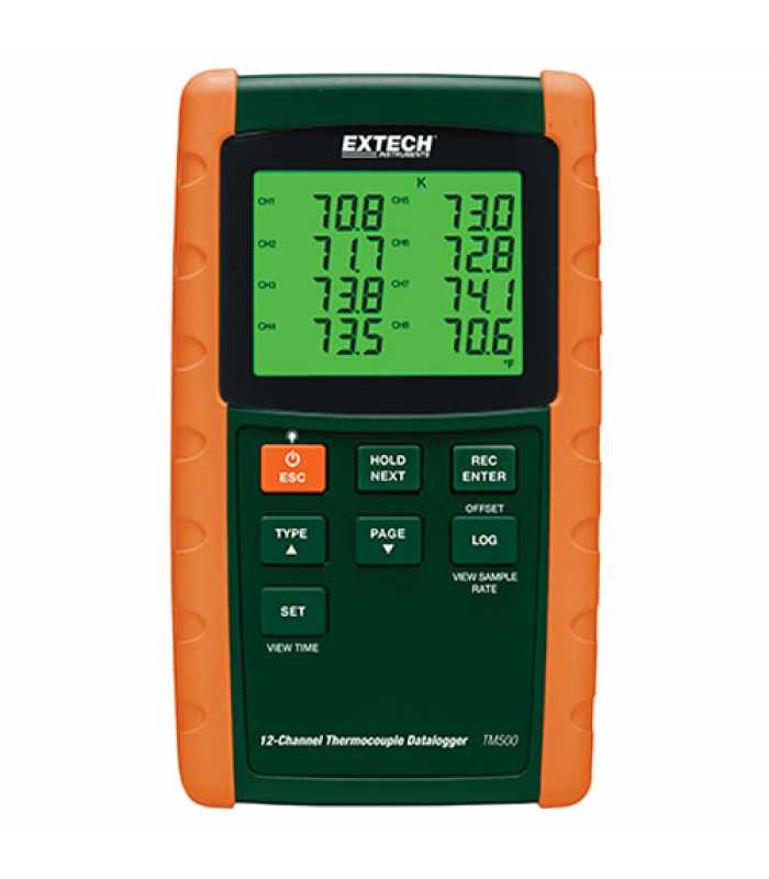 Extech TM500 [TM500-NIST] 12-Channel Datalogging Thermometer with 6 Thermocouple Types & NIST Calibration