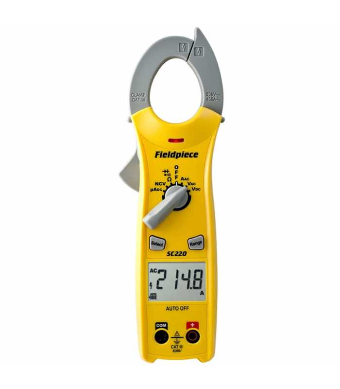 Fieldpiece SC-220 [SC220] 600VAC/DC, 400AAC AC Compact Clamp Meter w/ Non Contact Voltage Detector