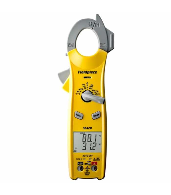 Fieldpiece SC-420 [SC420] 600VAC/DC, 400AAC AC Clamp Meter With Dual Display, Temperature, Capacitance