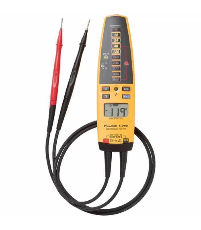 Fluke T+ [T+PRO] Electrical Tester with Rotary Field Indicator, Resistance and Backlit LCD Display