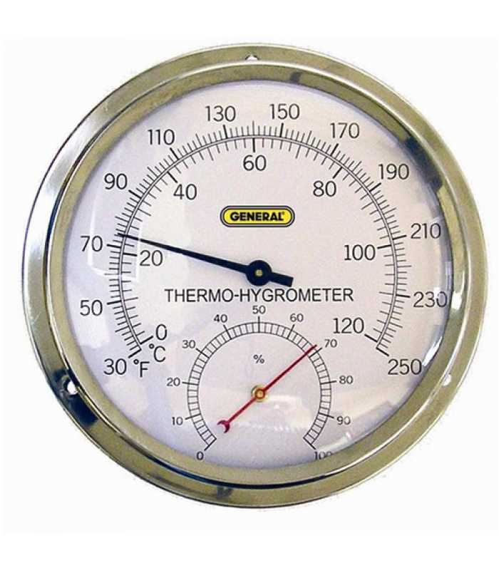 General Tools A600FC [A600FC] Temperature and Humidity Meter in Stainless Steel Case, 30° to 250° F, 0 to 100% RH, High-Temp, Analog