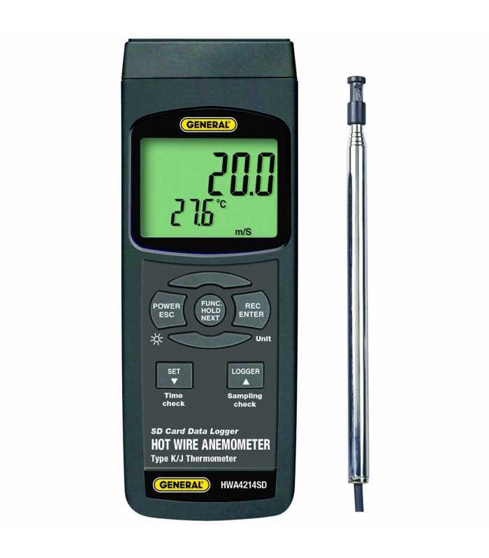 General Tools HWA4214SD [HWA4214SD] Data Logging Hot Wire Anemometer-Thermometer