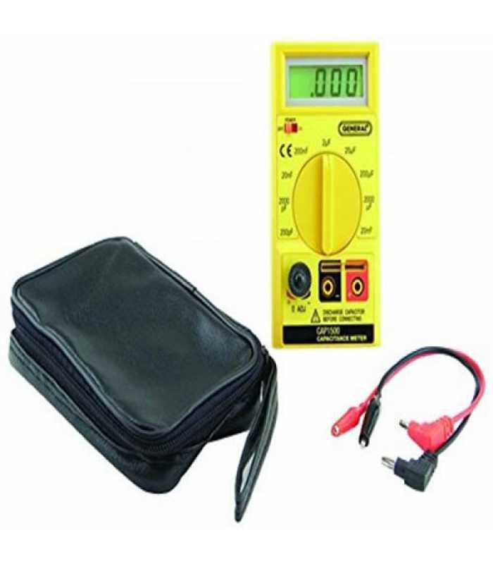 General Tools CAP1500 Digital Wide Range Capacitor Tester With Alligator Leads