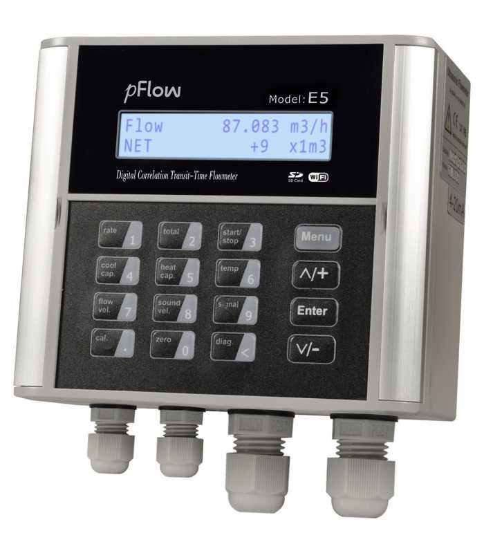 Gentos pFlow E5 Digital Correlation Transit Time Flowmeter With Temperature, 1in to 30in (25mm to 1200mm)