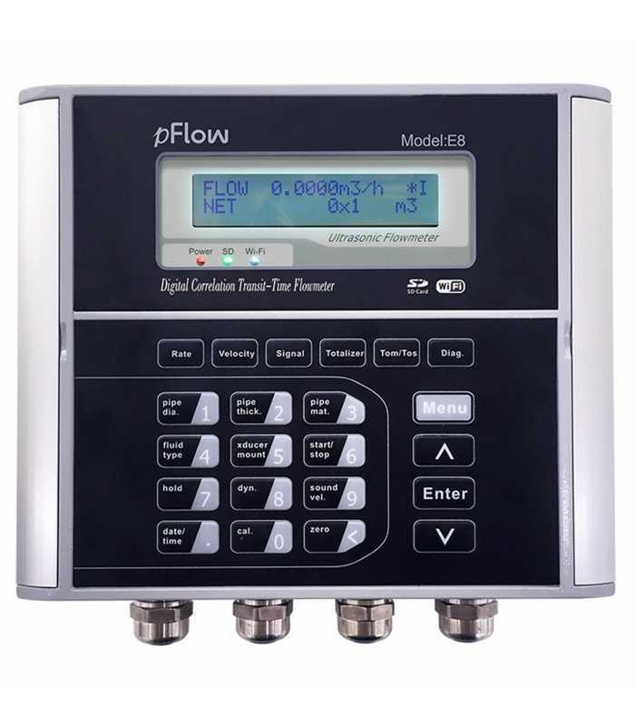 Gentos pFlow E8 Digital Correlation Transit Time Flowmeter With Temperature, 1 in to 200 in (25mm to 5000mm)