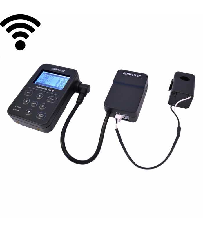Graphtec GL100 [GL100-WL-DPA-AC50A] Wireless Data Logger with AC Current Sensor with Max 50A Current Sensor