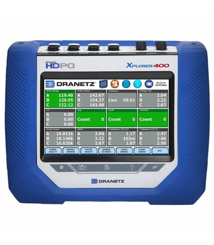 Dranetz HDPQ Xplorer 400 [HDPQ-X4A10PKG] Power Analyzer Kit, 10A, 400 Hz