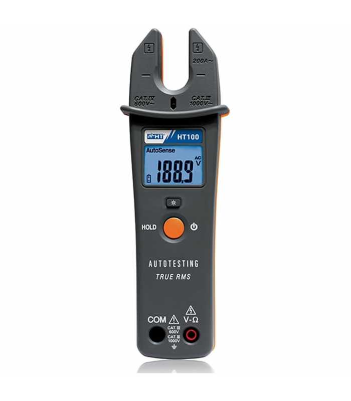 HT Instruments HT100 [HP000100] 200A AC TRMS Clamp Meter with Open Jaws