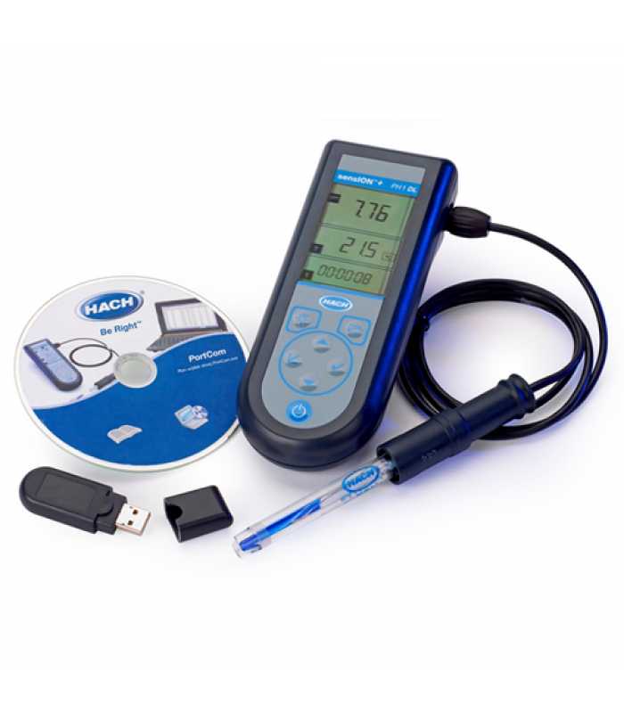 Hach sensION+ PH1 [LPV2550TDL.97.2] DL Portable pH Meter with Data Logger, Field Kit with Electrode