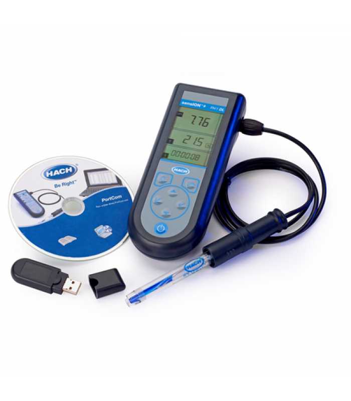 Hach sensION+ PH1 [LPV2552TDL.97.2] DL Portable pH Meter with Data Logger, Field Kit with Electrode