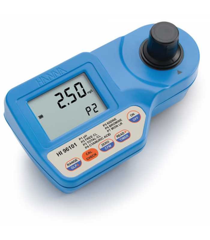 HANNA Instruments HI96101 [HI96101] Bromine, Chlorine, Cyanuric Acid, Iodide, Iron, and pH Portable Photometer
