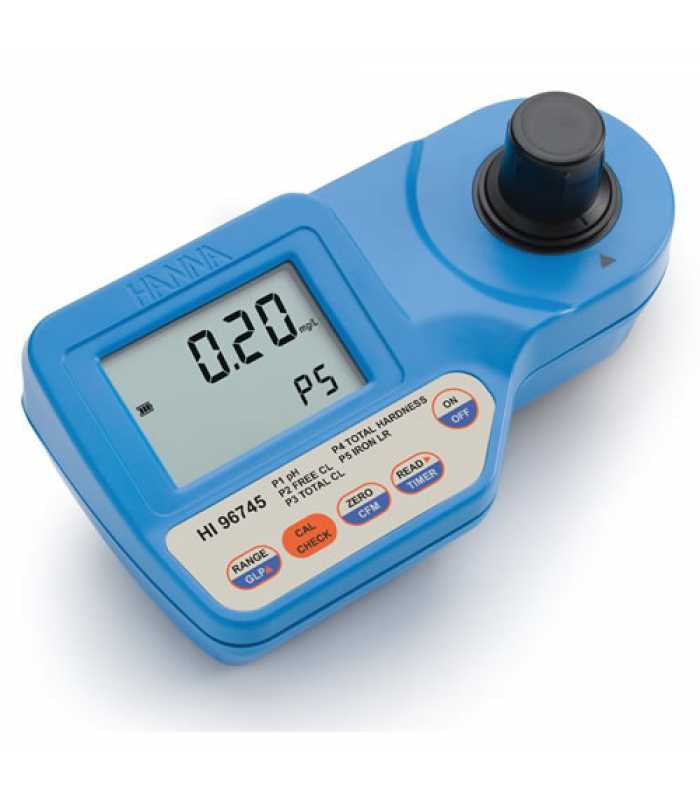 HANNA Instruments HI-96745 [HI96745] Free & Total Chlorine, Total Hardness Iron and pH Photometer