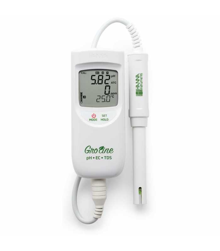 HANNA Instruments HI-9814 [HI9814] Groline Hydroponic Portable pH / EC / TDS /Temperature Meter