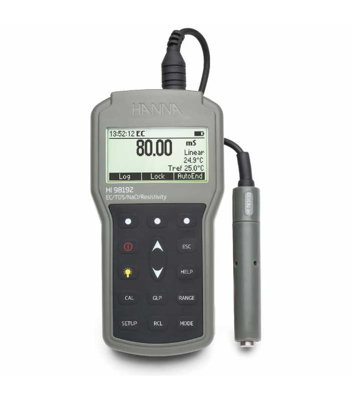 Hanna Instruments HI98192 [HI-98192] Waterproof Portable EC / TDS / Resistivity / Salinity Meter